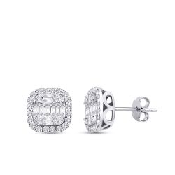 0.97 Karat Pırlanta Baget Küpe 