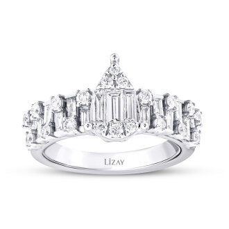 0.97 Karat Pırlanta Baget Yüzük - 1