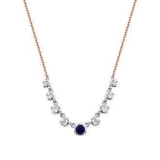 0.97 Karat Pırlanta Safir Kolye - 1