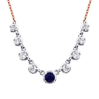 0.97 Karat Pırlanta Safir Kolye - 2