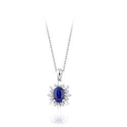 Sapphire Necklace with 0.98 Carat Diamonds 