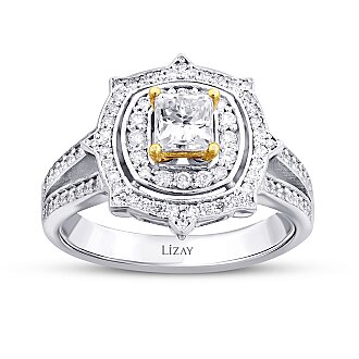 0.99 Karat Pırlanta Fancy Prenses Yüzük - 1