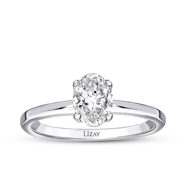 1.00 Karat Pırlanta Oval Tektaş Yüzük - 1