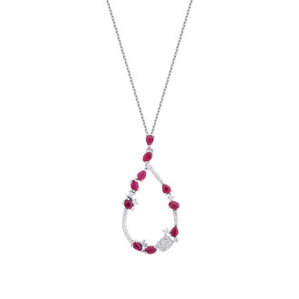 1.02 Karat Pırlanta Damla Yakut Trend Kolye - 1