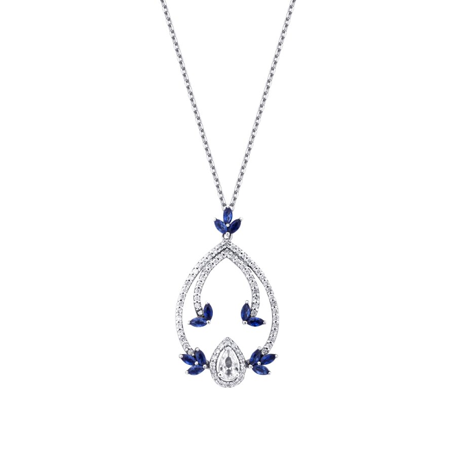 1.04 Karat Pırlanta Safir Kolye