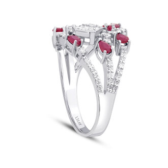 1.12 Karat Pırlanta Damla Taşlı Yakut Yüzük - 2