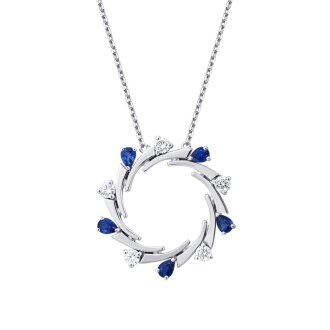 1.45 Karat Pırlanta Safir Kolye - 2