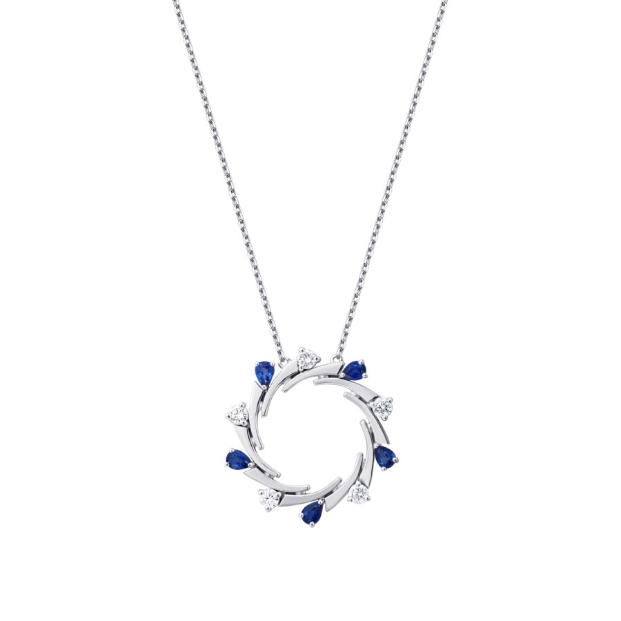 1.45 Karat Pırlanta Safir Kolye