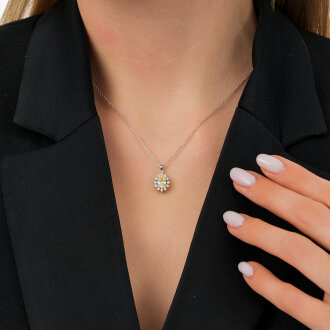 1.51 Karat Pırlanta Fancy Oval Kolye - 3