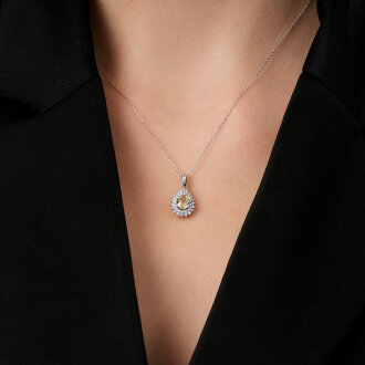 1.81 Karat Pırlanta Fancy Damla Taşlı Kolye - 3