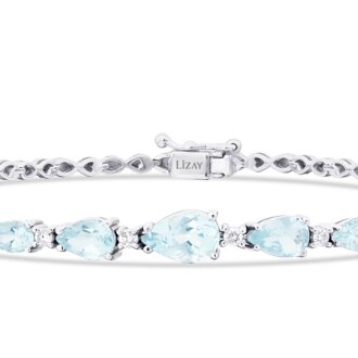 1.99 Karat Pırlanta Aquamarin Damla Bileklik - 2