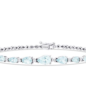 1.99 Karat Pırlanta Aquamarin Damla Bileklik - 2