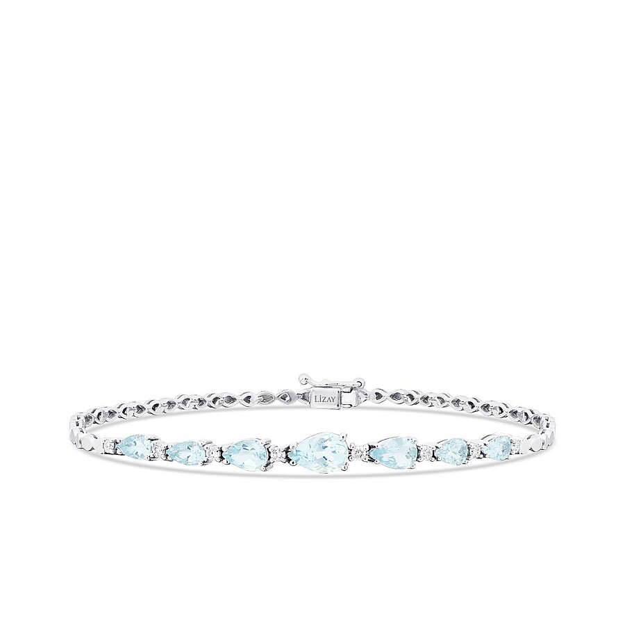 1.99 Karat Pırlanta Aquamarin Damla Bileklik