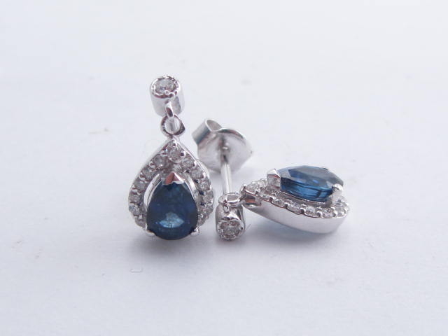 1.02 Karat PIRLANTA KÜPE Safir Fantezi KÜPE 14 AYAR