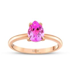 1.03 Karat Pembe Safir Damla Yüzük - 1