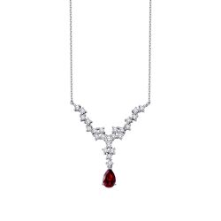 1.04 Karat Pırlanta Yakut Damla Kolye - 2