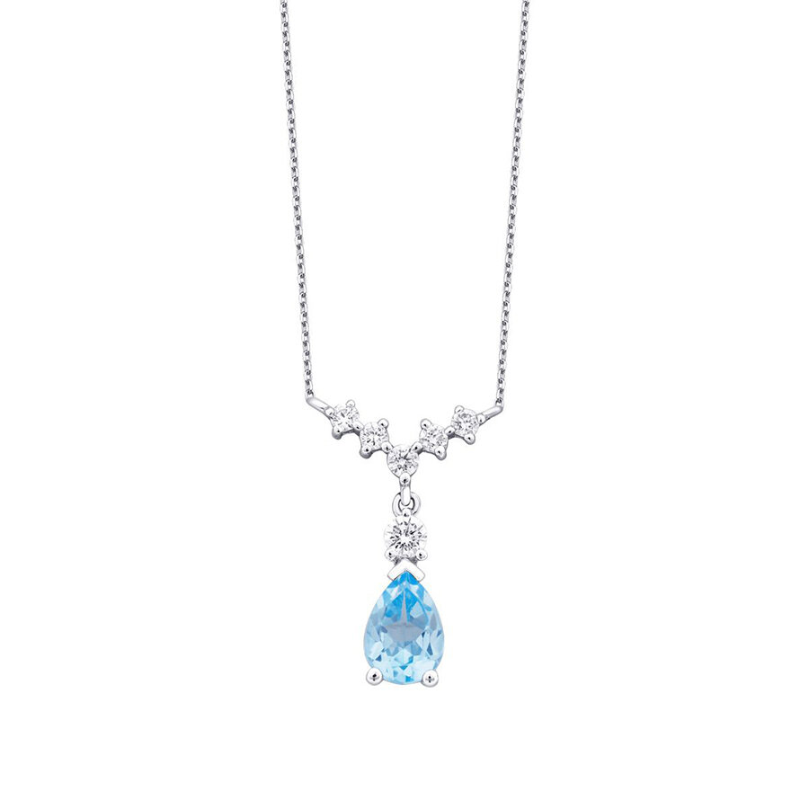 1.05 Karat Pırlanta Blue Topaz Kolye