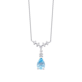 1.05 Karat Pırlanta Blue Topaz Kolye - 1