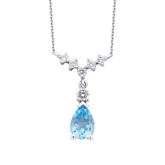 1.05 Karat Pırlanta Blue Topaz Kolye - 2