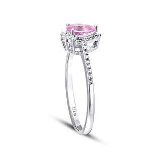 0.52 Karat Pırlanta Pembe Safir Yüzük - 2
