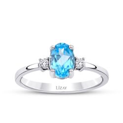 1.07 Karat Pırlanta Blue Topaz Yüzük 