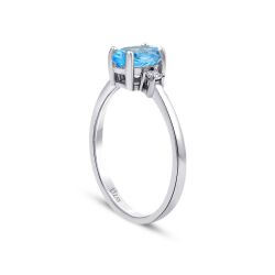 1.07 Karat Pırlanta Blue Topaz Yüzük - 2