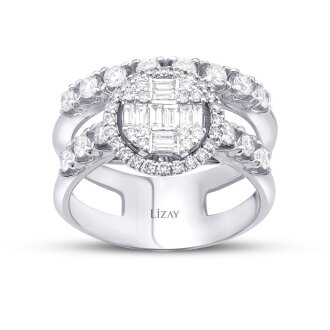 1.09 Karat Pırlanta Baget Yüzük - 1