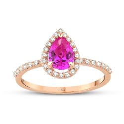 1.10 Karat Pırlanta Pembe Safir Yüzük - 1