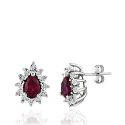 1.12 Carat Diamond Ruby Earrings 