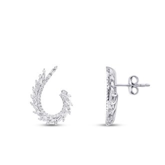 1.12 Karat Pırlanta Baget Küpe 