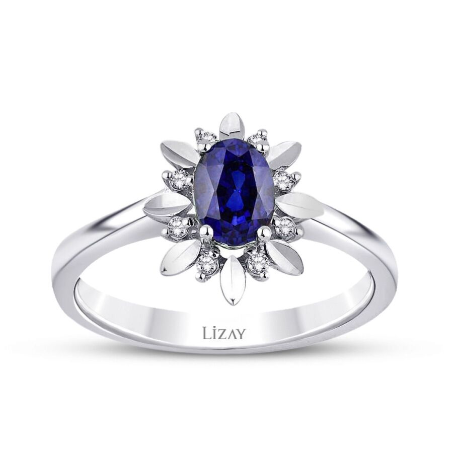 1.12 Karat Pırlanta Safir Yüzük