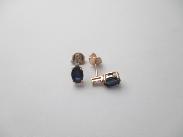 1,13 Karat Pırlanta Küpe Safir F VS-SI 14 Ayar - 1