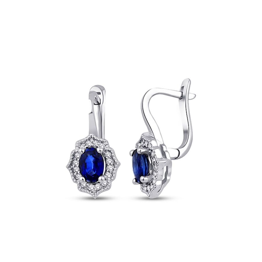 1.13 Karat Pırlanta Safir Küpe