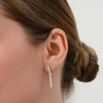 1.14 Karat Pırlanta Su Yolu Küpe - 3