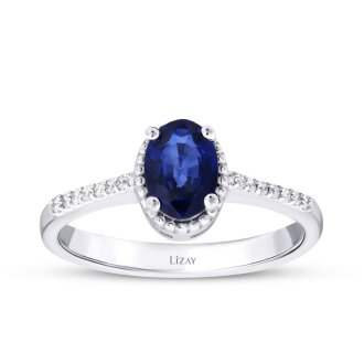 1.15 Karat Pırlanta Safir Yüzük - 1