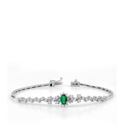 1.19 Carat Diamond Emerald Bracelet 
