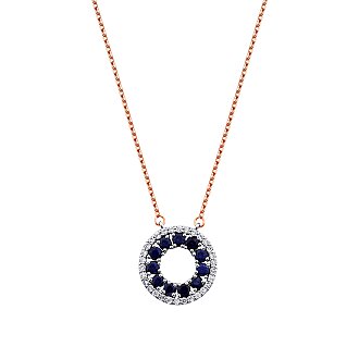 1.19 Karat Pırlanta Safir Kolye - 1