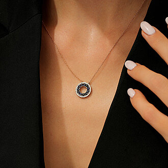 1.19 Karat Pırlanta Safir Kolye - 3