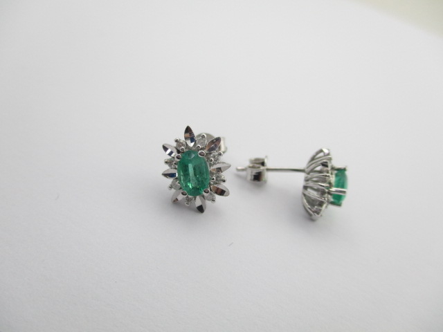 1.2 Karat PIRLANTA KÜPE Zümrüt Fantezi KÜPE 14 AYAR