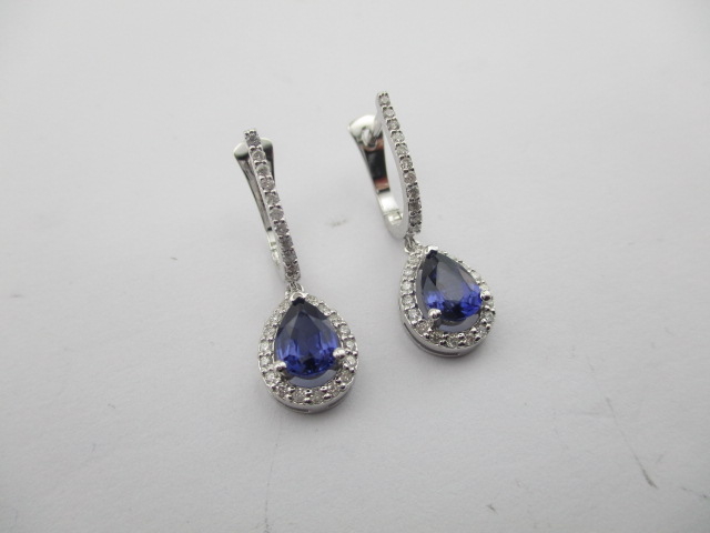 1.25 Karat PIRLANTA KÜPE Safir Fantezi KÜPE 14 AYAR