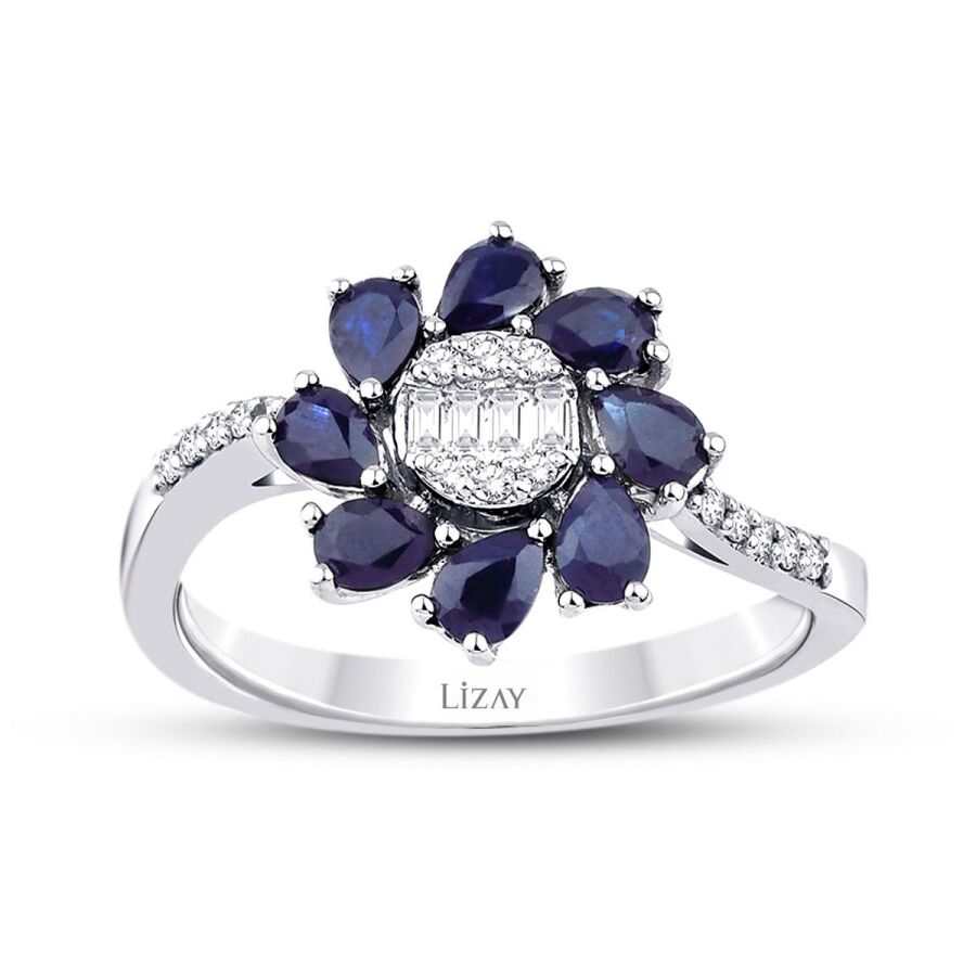 1.26 Karat Pırlanta Safir Yüzük