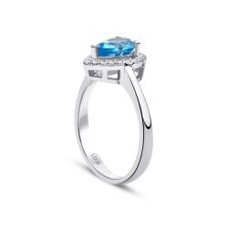 1.27 Karat Pırlanta Blue Topaz Yüzük - 2