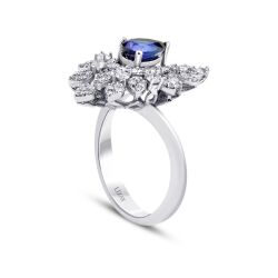 1.28 Karat Pırlanta Damla Safir Yüzük - 2