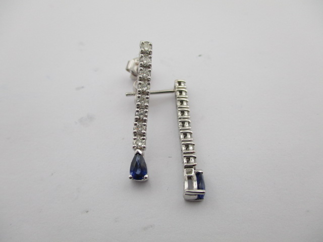 1.28 Karat PIRLANTA KÜPE Safir Fantezi KÜPE 14 AYAR