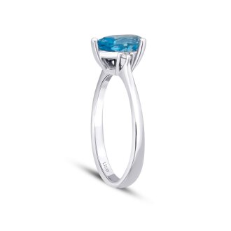 1.30 Karat Pırlanta Blue Topaz Yüzük - 2