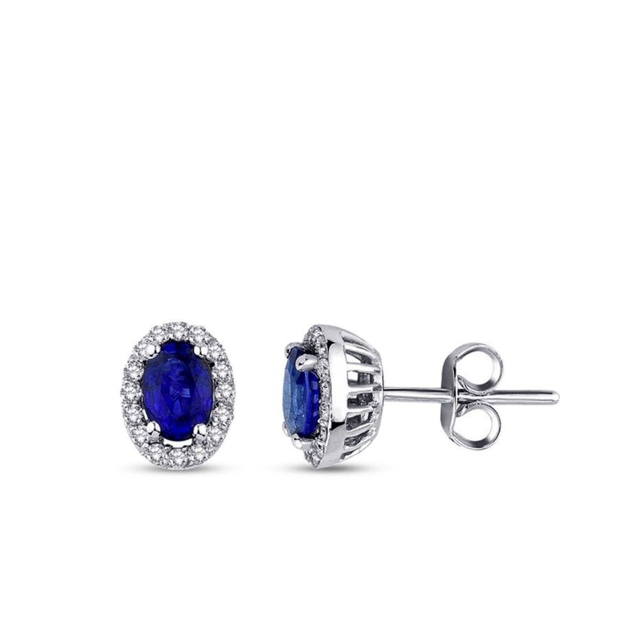 1.31 Karat Pırlanta Safir Küpe