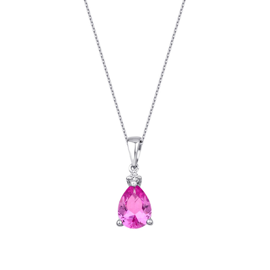 1.32 Karat Pırlanta Pembe Safir Kolye