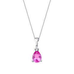1.32 Karat Pırlanta Pembe Safir Kolye - 1