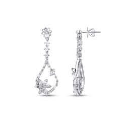 1.33 Karat Pırlanta Baget Çiçek Küpe - 1