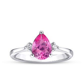 1.33 Karat Pırlanta Pembe Safir Yüzük - 1